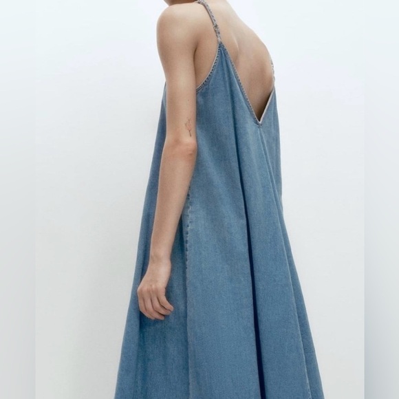 ZARA Denim Blue Maxi Dress - Picture 6 of 13